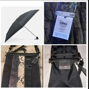 Coach Rainy Day Bundle! New mini umbrella and NWOT Black Snakeskin Crossbody!